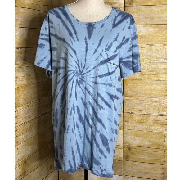 PINK VICTORIA'S SECRET TIE DYE COTTON CASUAL EVERYDAY WEAR POCKET T-SHIRT LARGE - Picture 1 of 3